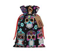 Sugar Skull 1 bolsa de Navidad con cordón de 4.7 x 6.9 pulgadas, bolsa robusta para regalos y artículos esenciales de uso diario