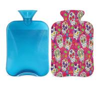 Sugar Skull - Botella de agua caliente con tapa, 2 L, gran capacidad, para noches acogedoras, alivio del dolor, espalda, cuello y hombros