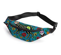 Sugar Skull Cats en Estilo Mexicano Underwater Seaweed Pattern Fanny Pack, Adult Kids Sport Riñonera para Hombres y Mujeres