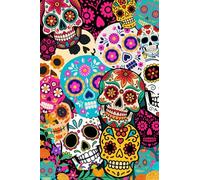 Sugar Skull colorful notepad: Pocket-size 4" x 6" notebook. 101 lined pages for daily reminders, ideas, etc. Stocking stuffer, gift.
