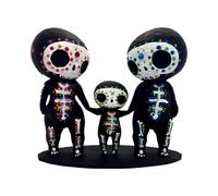 Sugar Skull Figurines, Lovely Resin Crafts Sugar Skull Family Statue Decor, Resin Skeleton Couple Figurine Gothic Tabletop Ornaments for Mother's Day