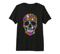 Sugar Skull Floral Halloween Day of The Dead Gift Women Men Camiseta Premium