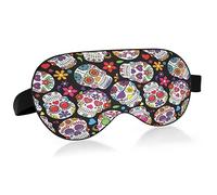 Sugar Skull Flower Sleep Mask Lightweight Soft Breathable Eye Mask with Adjustable Strap Blackout Eye Mask for Women Men for Travel Night Sleeping