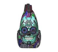 Sugar Skull Sling Bag Crossbody Mochila Cofre Senderismo Mochila Casual Bolsos de Hombro para Mujeres Hombres Viajes al Aire Libre
