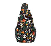 Sugar Skulls And Roses Day Of Dead Crossbody Bolsos Mujeres Hombres Cross Chest Bag Sling ajustable Mochila Bandolera para ciclismo Viajes Deporte Senderismo