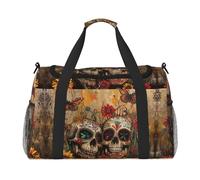 Sugar Skulls - Bolsa de viaje con cremalleras y asas, bolsa de lona plegable grande para vacaciones familiares, Black, Talla única