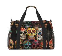 Sugar Skulls - Bolsa de viaje plegable para escapadas de fin de semana, viajes espontáneos, color negro, talla única, Negro, One Size