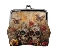 Sugar Skulls Butterfly Monedero ligero minimalista para viajes diarios y aventuras de viaje, negro, talla única, art deco, Negro , talla única, Art Deco
