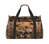 Sugar Skulls Butterfly Weekender Overnight Carry On Bag para mujeres y hombres, perfecta para viajeros frecuentes, Black, Talla única