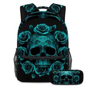 Sugar Skulls Cats - Juego de mochila escolar y estuche para lápices para adolescentes, niñas, niños, mochila ligera de viaje, Multicolor 13, Talla única