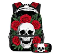Sugar Skulls Cats - Juego de mochila escolar y estuche para lápices para adolescentes, niñas, niños, mochila ligera de viaje, Multicolor 12, Talla única