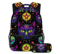 Sugar Skulls Cats - Juego de mochila escolar y estuche para lápices para adolescentes, niñas, niños, mochila ligera de viaje, Multicolor 19, Talla única