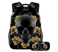 Sugar Skulls Cats - Juego de mochila escolar y estuche para lápices para adolescentes, niñas, niños, mochila ligera de viaje, Multicolor 9, Talla única