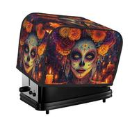 Sugar Skulls - Cubierta para tostadora de 2 rebanadas de cocina de colores brillantes con bolsillos, protección contra el polvo y las huellas dactilares