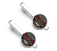Sugar Skulls - Juego de clips de corbata personalizados para hombres, diseños de moda de negocios, barra de corbata para boda, aniversario de negocios
