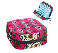 Sugar Skulls Rose - Bolsa de almacenamiento portátil para servilletas sanitarias, Varios colores, 4.7x6.6x6.6 in/12x17x17 cm