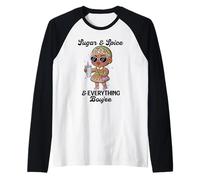 Sugar & Spice & Everything Boujee Gingerbread Girl Navidad Camiseta Manga Raglan