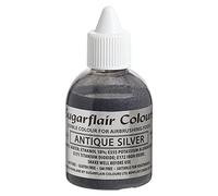 Sugarflair Airbrush Colours Antique Silver, Plata - Colorante Alimentario Aerógrafo para Pastelería, Tartas, Cupcakes, Glaseados y Decoraciones de Tartas - 60 ml