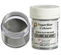 Sugarflair Edible Lustre Dark Silver - Colorante Alimentario, Polvo Brillante Comestible para Tartas, Pasteles, Cupcakes, Magdalenas, Chocolate, Pastelería, Helados, Postres, Cócteles - 10g