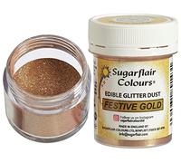 Sugarflair Edible Lustre Festive Gold - Colorante Alimentario, Polvo Brillante Comestible para Tartas, Pasteles, Cupcakes, Magdalenas, Chocolate, Pastelería, Helados, Postres, Cócteles - 10g