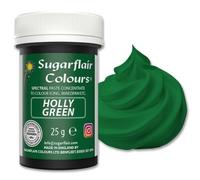 Sugarflair Paste Colour Colorante Alimentario, Holly Green, 25 g | Pasta Colorante Concentrada para Fondant, Mazapán y Pasta de Modelar, Intensidad de Color Ajustable
