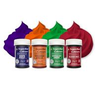 Sugarflair Paste Colour Mix Set/4, Colorantes Alimentarios, Colorantes: Ghoulish Green, Grape Violet, Blood Red, Tangerin Apricot - Set/4