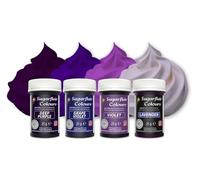Sugarflair Paste Colour Purple, Morado Set/4, Colorantes Alimentarios, Colorantes: Violet, Lavender, Grape Violet, Deep Purple - Set/4