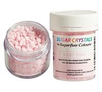 Sugarflair Sugar Crystals Baby Pink, Sprinkles Decoraciones de Azúcar para Tartas, Pasteles, Cupcakes, Magdalenas y Galletas - 40 g