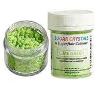 Sugarflair Sugar Crystals Lime Green, Sprinkles Decoraciones de Azúcar para Tartas, Pasteles, Cupcakes, Magdalenas y Galletas - 40 g