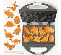 SugarWhisk Gofrera Mini, Waflera Pequeña, Mini Waflera, Mini Waffle Maker Con 8 Diseños De Dinosaurios Diferentes, Que a Los Niños Les Gusta, Blanca