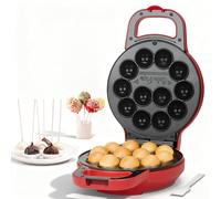 SugarWhisk Macchina per Cake Pops Flip - Prepara 12 cake pops con un diametro di 1,4 cm ciascuno, rivestimento in ceramica, ricetta e pennello inclusi nella confezione, Rosso.