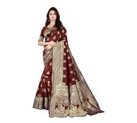Sugathari Sari Banarasi para mujer, de seda Kanjivaram pura, suave, diseño 2023, sari Pattu, última colección de sari de algodón para fiesta, con blusa para boda sadi (PARI 63 NEW WINE), Granate,