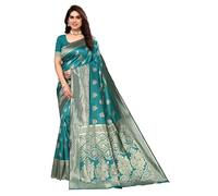 Sugathari Sari Banarasi para mujer, de seda Kanjivaram pura, suave, diseño 2023, sari Pattu, última colección de sari de algodón para fiesta, con blusa para boda sadi (PARI 63 NEW WINE), Rama Green,