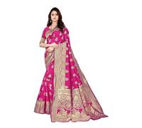 Sugathari Sari Banarasi para mujer, de seda Kanjivaram pura, suave, diseño 2023, sari Pattu, última colección de sari de algodón para fiesta, con blusa para boda sadi (PARI 63 NEW WINE), Rani Rosa,