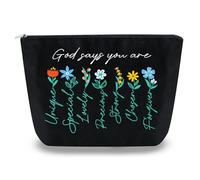 Sugchairo Regalos cristianos para mujeres, bolsas de cosméticos inspiradoras de la Biblia, bolsa de viaje para amigas, mejores amigas, hermanas, dios negros dice, Cristiano negro