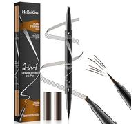 Sugeru 2 Piezas 2 en 1 Lapiz Cejas Microblading, Lapiz Cejas Waterproof con 4 Tenedor, Doble Punta Lapizs de Cejass con Cepillo Cejass, Marrón Oscuro Eyebrow Pencil, Naturaleza Maquillaje