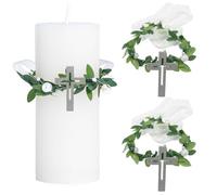 Sugeru 2 velas antigoteo para comunión, velas de bautizo, protección antigoteo, corona blanca para velas, decoración de bautizo, decoración de comunión, velas de boda, velas de comunión (cruzar, 2
