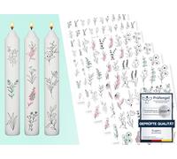 Sugeru® 6 láminas para velas DIN A5 (200 + patrones), tatuaje para velas, impresión de transferencia de agua, lámina para decorar velas, pegatinas para velas, persona favorita, día de San Valentín