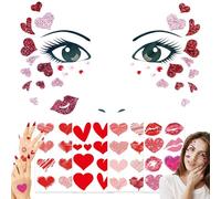SUGERU®7 Piezas Pegatinas de Tatuaje y Arte de Cara de Mariposa-Mariposa,pegatinas faciales removibles,tatuajes temporales,pintura facial con purpurina para disfraces (LOVE-Herz-5pcs)