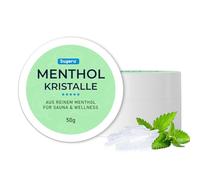 Sugeru Cristales de mentol - Fabricado en menta pura - En lata resellable - Accesorios refrescantes para sauna - Infusión de sauna - Infusión de sauna con aroma reconfortante - Accesorio para sauna