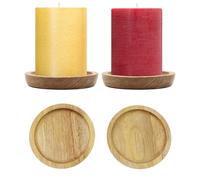 Sugeru Plato de vela de madera de ciprés, paquete de 2, portavelas redondo de madera con 10 cm de diámetro, candelabro para velas de pilar, posavasos, posavasos decorativos, adecuado para decoración