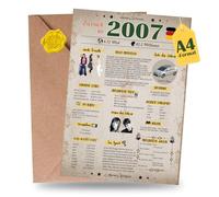 Sugeru Tarjeta de cumpleaños especial 18 con sobre, DIN A4, regalo de año 2007, 18 cumpleaños, decoración de sexagésimo cumpleaños divertida, gran idea de regalo, crónica, tarjeta, aniversario (18