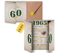 Sugeru Tarjeta de cumpleaños especial 60 con sobre | Regalo para nacidos en 1965 | 60 cumpleaños mujer hombre | Decoración divertida para cumpleaños número 60, gran idea de regalo, crónica, tarjeta