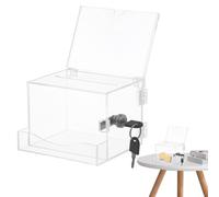 Suggestion Box - Clear Acrylic Donation Box with Lock and Key, Ideal for Communities Schools and Enterprises, Multipurpose Ballot Boxes for Feedback Collections, Portable Secure Design 6 Inches