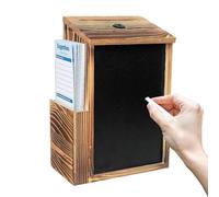 Suggestion Box - Wooden Card Drop Container With Side Slot, Lock, And 50 Cards For Secure Collection Of Feedback And Contributions | Durable Organized Design Ideal For Gathering Suggestions, Votes