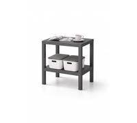 sugodesign OMBEG Mesa auxiliar multiusos de 2 niveles, mesita de noche, rectangular, de plástico resistente al agua, capacidad de carga de 10 kg por estante, para baño, cocina, balcón, dormitorio