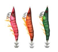 Sugoi Mesusa para Eging - Señuelos artificiales realistas para calamares y sepias - Doble corona - Juego de 3 unidades naranja, rosa, verde - Egi # 3,5 - 20 g - Sinking (naranja - rosa - verde)