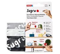 Sugru by tesa - Pegamento Moldeable Multiusos - Masilla Adhesiva Versátil - Para Decorar, Pegar, Reparar y Hacer Creaciones de Bricolaje - Paquete de 3-3 x 3.5 g - Negro, Blanco y Gris
