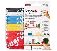 Sugru by tesa - Pegamento Multiusos Moldeable - Masilla Adhesiva Versátil - Para Reparar, Pegar y Fijar sin Necesidad de Taladrar - Paquete de 8-8 x 3.5 g - Rojo, Azul, Amarillo, Negro y Blanco