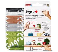 Sugru by tesa - Pegamento Multiusos Moldeable - Masilla Adhesiva Versátil - Para Reparar, Pegar y Fijar sin Necesidad de Taladrar - Paquete de 8-8 x 3.5 g - Negro, Blanco, Verde, Marrón y Gris